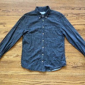 EVERLANE 100% Cotton Gray Button Up Long Sleeve Pocket Shirt Top Mens Size Med